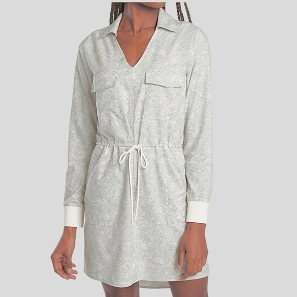 Athleta Zuma Shirt Dress Light Olive & Creme Snake Print 1X - Picture 1 of 13